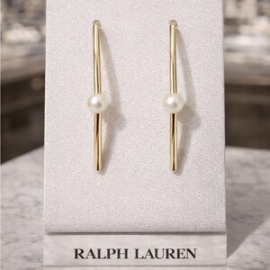 🌸NWT Ralph Lauren Gold and Pearl Linear Earrings